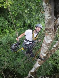 Figure Nine's Ollie Laker at work in the treetops of a Guatemalan forest