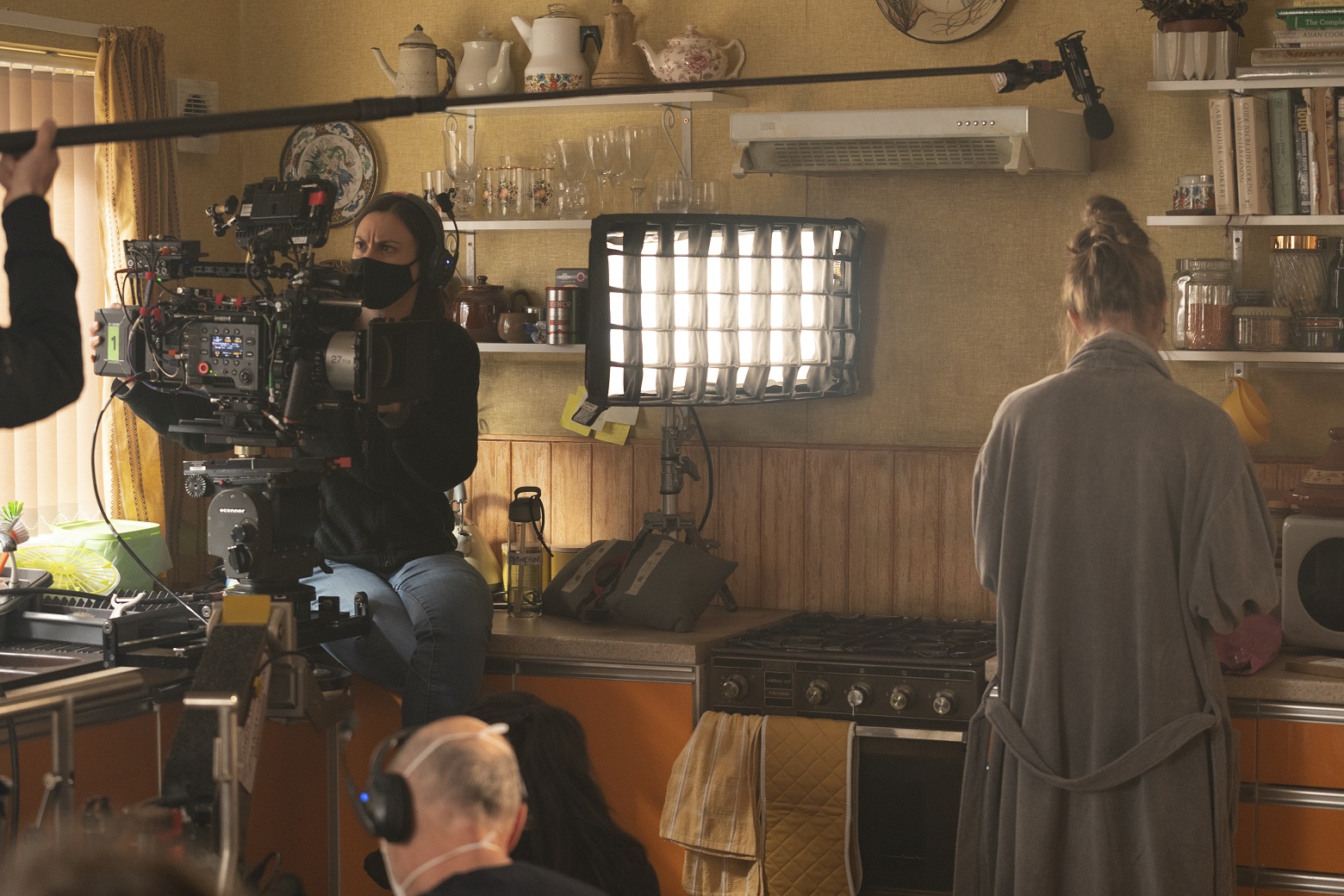 Erin Doherty filming on set at The Bottle Yard Studios (credit: BBC/Amazon Studios/Mam Tor Productions