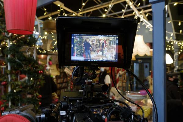 The Beaker Girls filming on set at The Bottle Yard Studios (image: BBC)