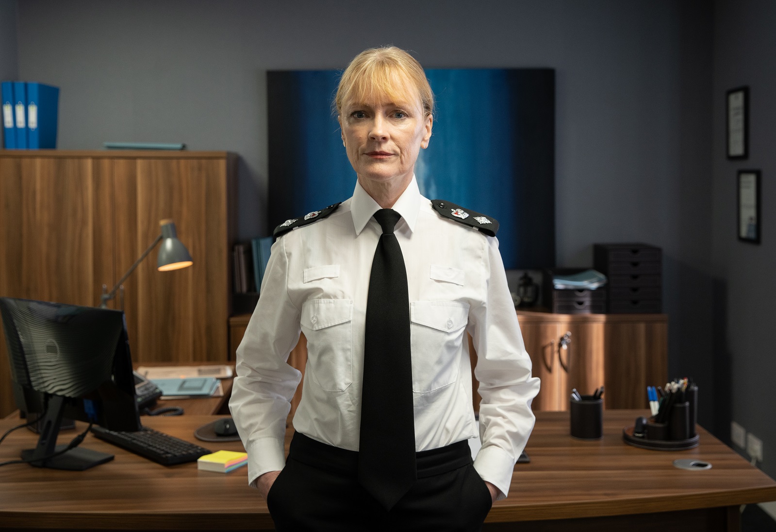 Claire Skinner in McDonald & Dodds series 3 - on set at The Bottle Yard Studios (image courtesy ITV)