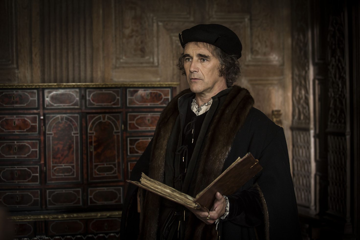 Mark Rylance as Thomas Cromwell in Wolf Hall series one (image: BBC)