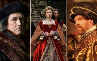 Composite image featuring Mark Rylance as Thomas Cromwell, Damian Lewis as King Henry VIII, and Kate Phillips as Jane Seymour in Wolf Hall: The Mirror and the Light (image credit: BBC/Masterpiece PBS)