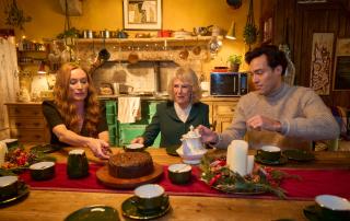 Her Majesty The Queen visits the set of Rivals at The Bottle Yard's TBY2 Studios (image: Disney+)