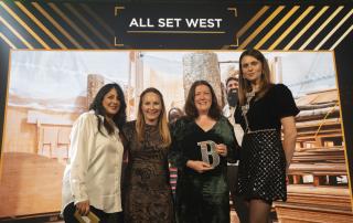 Natalie Moore (Bristol UNESCO City of Film) & Jane Coulter (All Set West) accepting the 2025 Broadcast Tech Innovation Award for Best Industry Skills Initiative